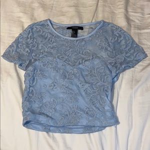 Baby Blue Heart Shape Crop Top 💙